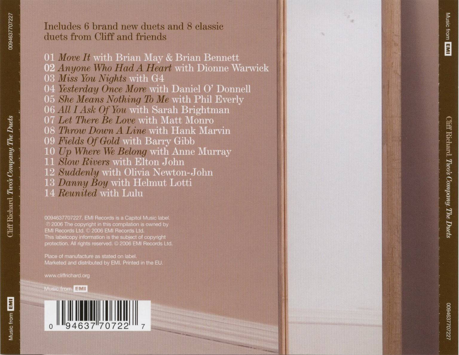 Cliff Richard Twos Company the duets : Back